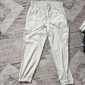 VUORI Light Beige Cargo Jogger Pants with Drawstring Waist